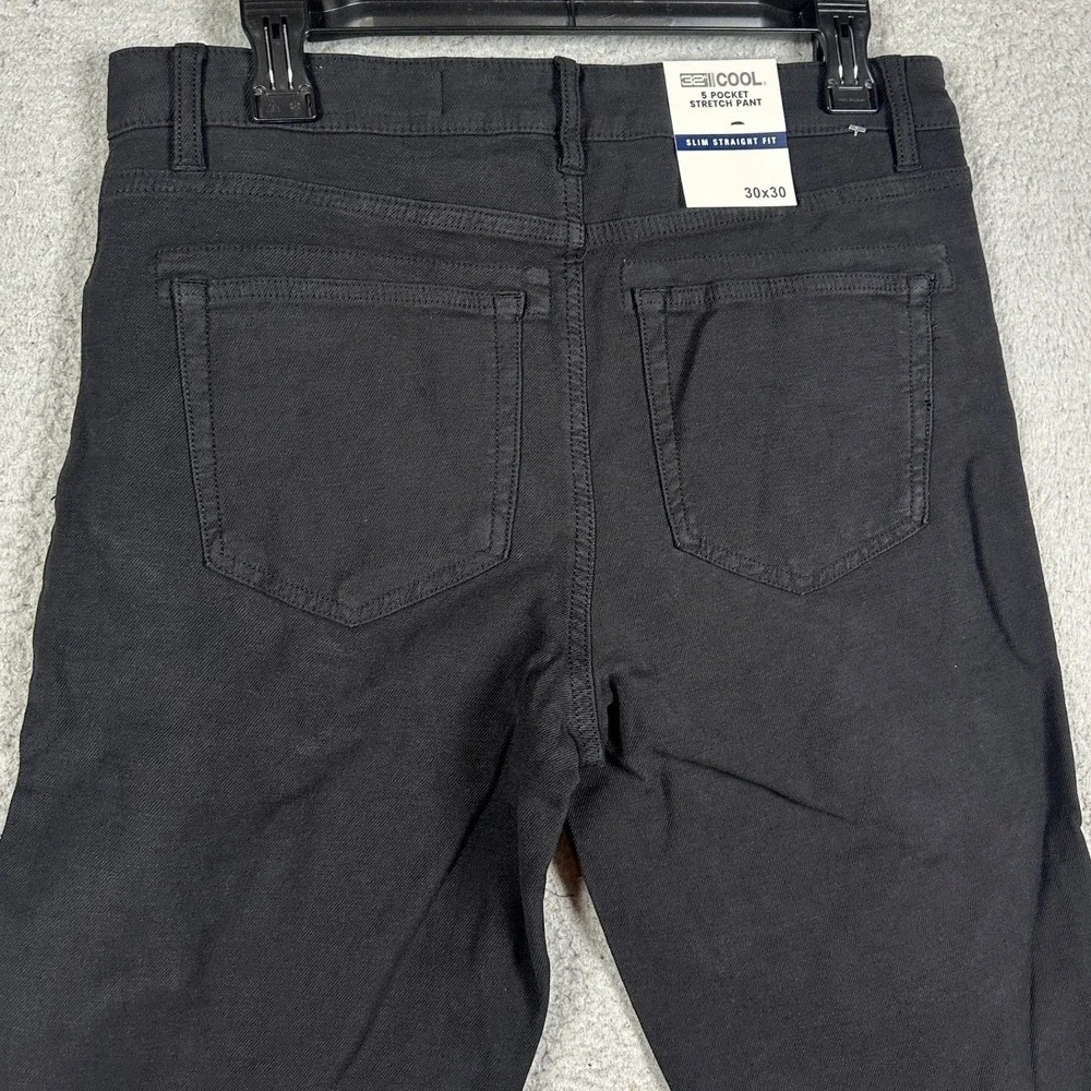NEW 32 Degrees Cool Jeans Mens 30X30 Black Slim Straight 5-Pocket Stretch Denim